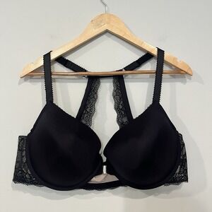 Torrid Push-Up Racerback Bra Front Clasp Lace Black 46C Underwire T-Back